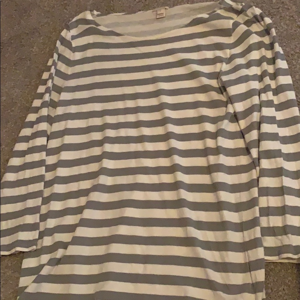 J. Crew Long Sleeve Gray and White-striped shirt